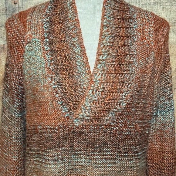 PrAna Women's Claus Orange Sundried V-Neck Ribbed Chunky Knit Sweater size M* - Picture 6 of 9